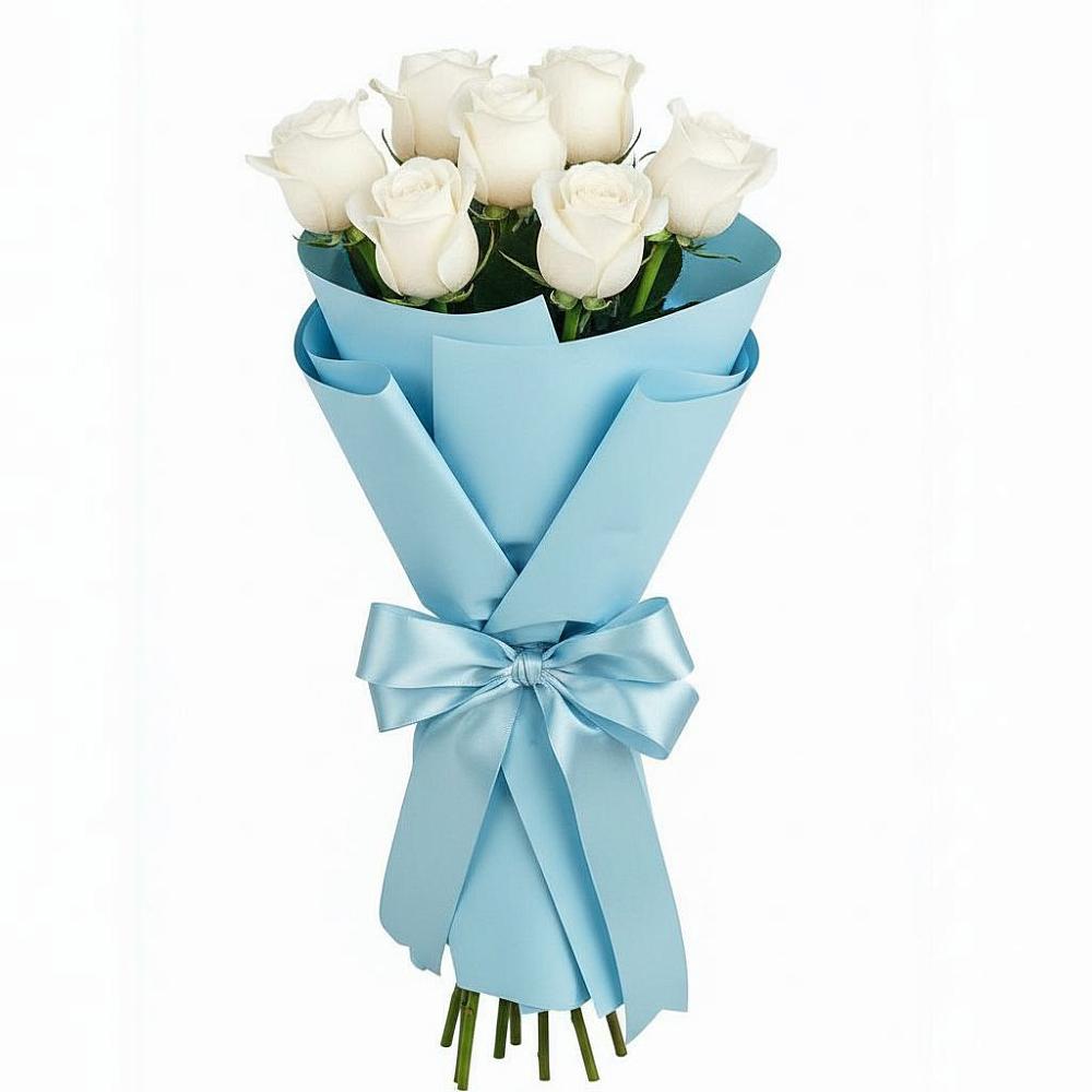 Букет 7 белых роз Проуд в Краснохолмский