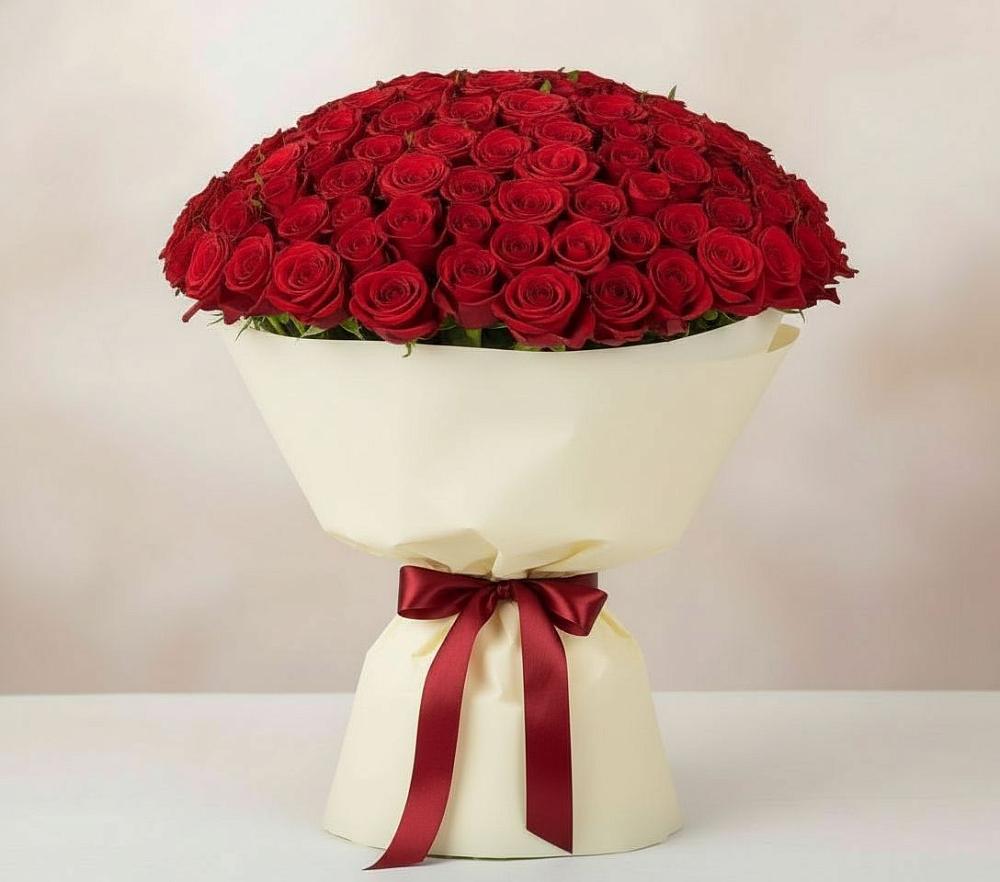 Букет 101 Красная роза Милано в Краснохолмский