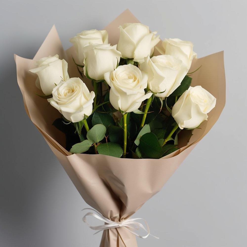 Букет 9 Белых роз Эдлесс Лав в Краснохолмский