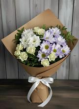 Букет цветов из:  Хризантемы и Розы в Краснохолмский