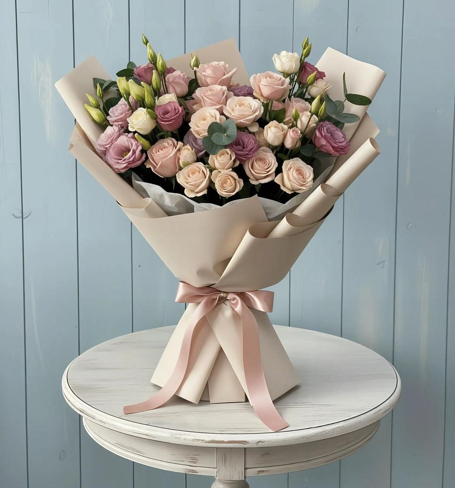 Букет цветов из: Розы и Лизиантусы в Краснохолмский