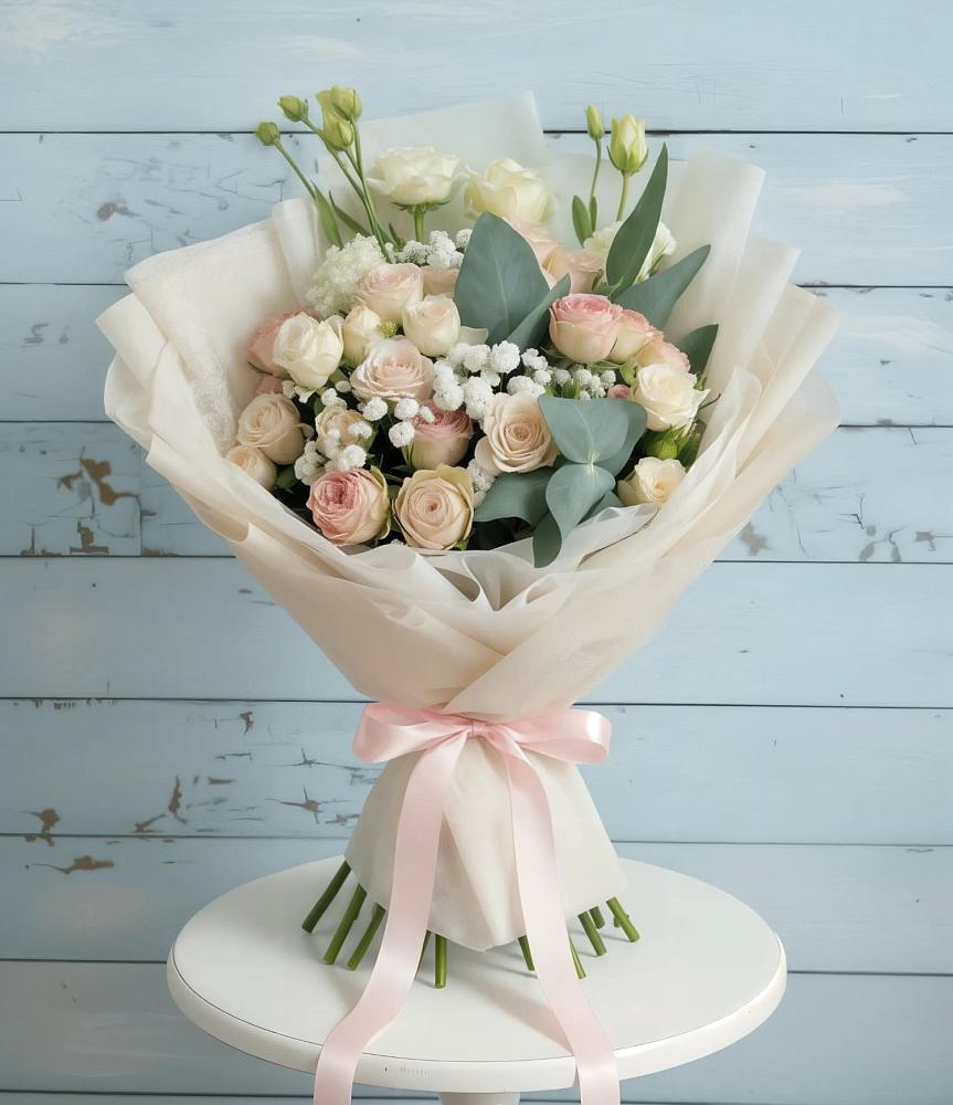 Букет цветов из: Розы и Лизиантусы в Краснохолмский