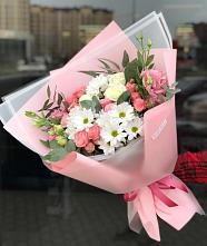 Букет цветов из:  Розы, Лизиантусы и Хризантемы в Краснохолмский