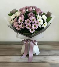 Букет цветов из:  Хризантемы и Розы в Краснохолмский