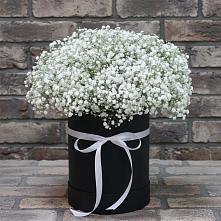 Цветочная композиция из Гипсофила в шляпной коробке в Краснохолмский